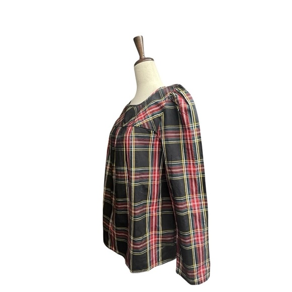 J. Crew Tartan puff-sleeve top in stretch poplin Size Medium - Picture 5 of 13